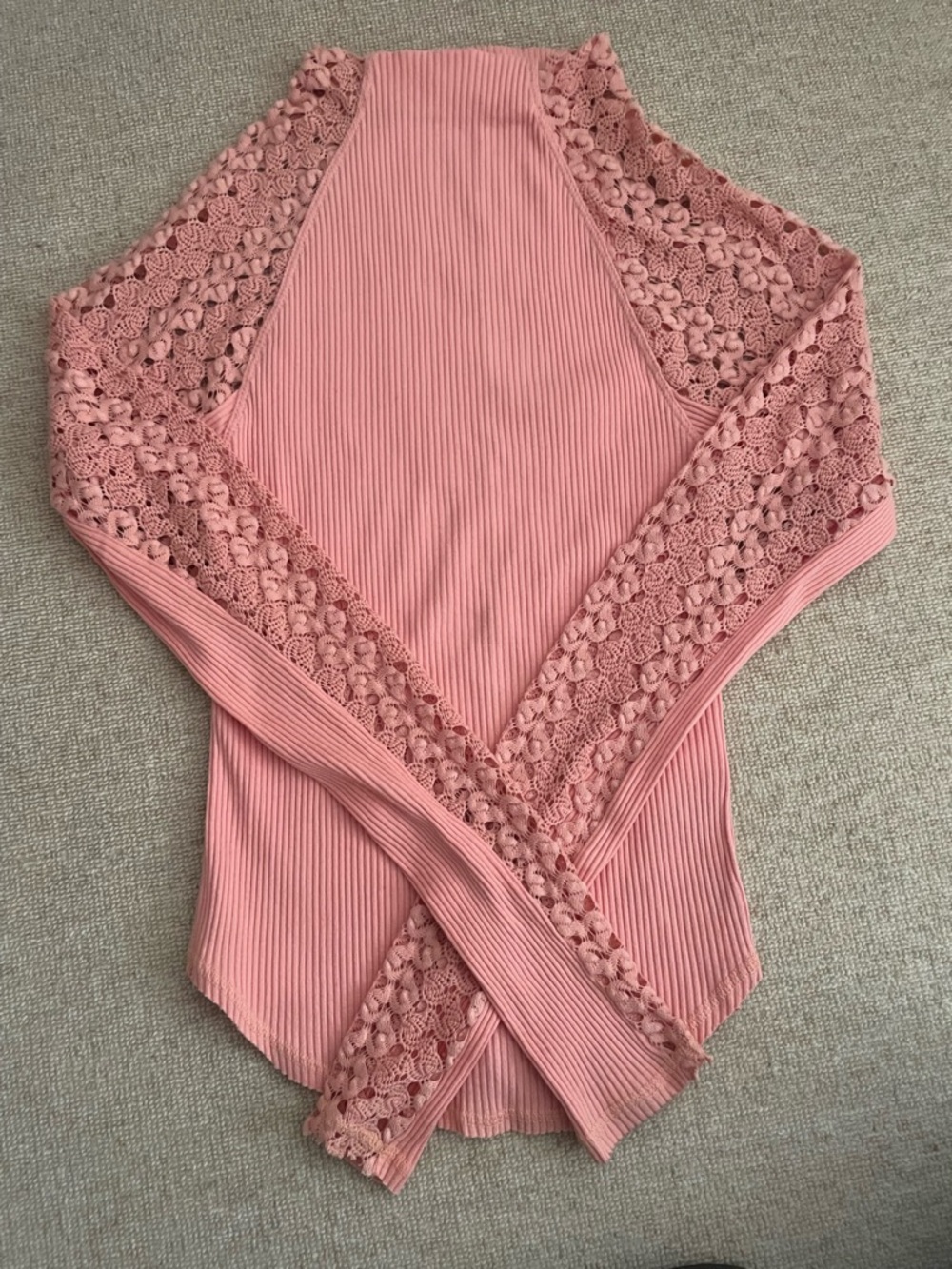 Free People “Clement” Ribbed and Crochet Top